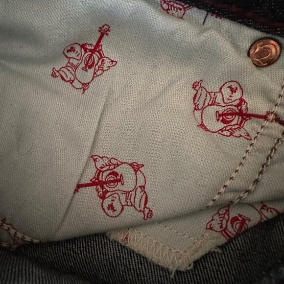 NWT True Religion Bootcut Flap Jeans 26 USA Dark Denim Lonestar Burgundy Sun Y2K - Picture 9 of 10